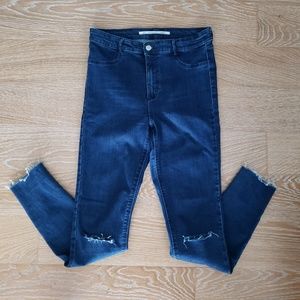 ZARA SUPER HIGH WAISTED SKINNY DISTRESSED DENIM